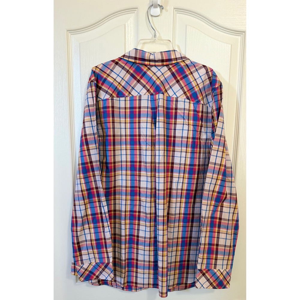 NWT Women's Talbots Multicolor Plaid Button-Down Shirt Classic Preppy Cotton XL - Picture 5 of 5